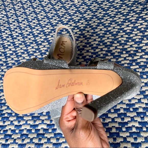 ❌SOLD❌Sam Edelman Silver Jordan Heels Sz 5.5 - Picture 7 of 8